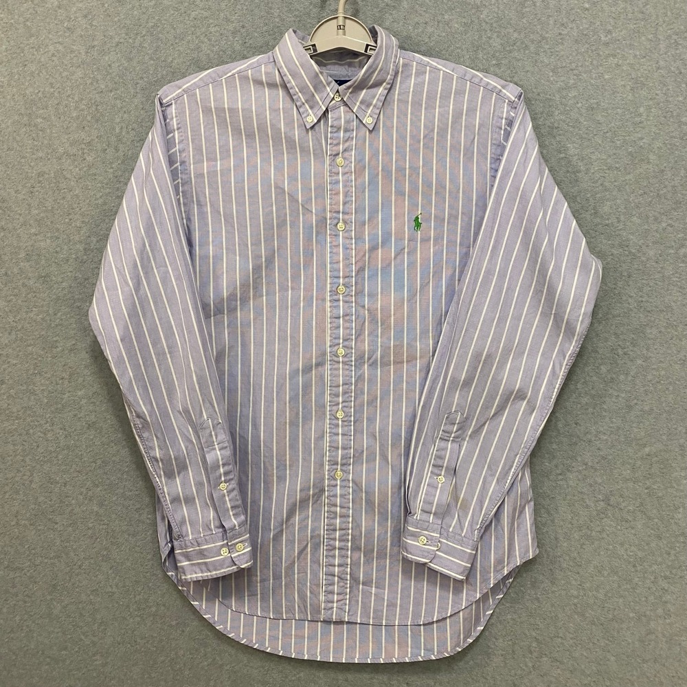 Ralph Lauren Classic Fit Men's 16.5 Blue Striped‎ Long Sleeve Button Down Shirt